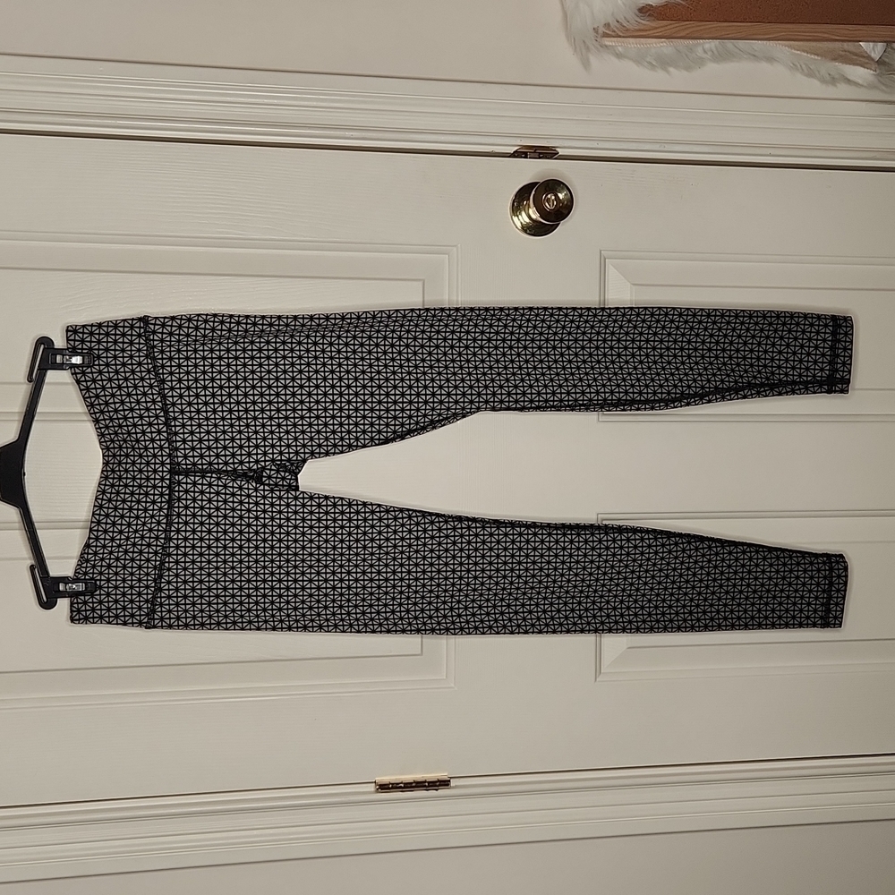 Lululemon Wunder Under Pant *Full-On Luon Tri Geo Silver Spoon Black Size 6